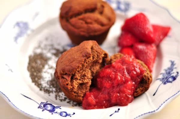strawberry chia seed vegan muffin recipe